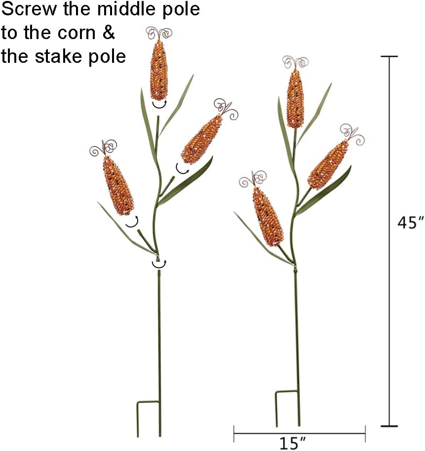 Metal Corn Garden Stake Decorative Outdoor Fall Yard Stake for Outside Garden Yard Lawn Porch Patio Autumn Thanksgiving Harvest Decorations