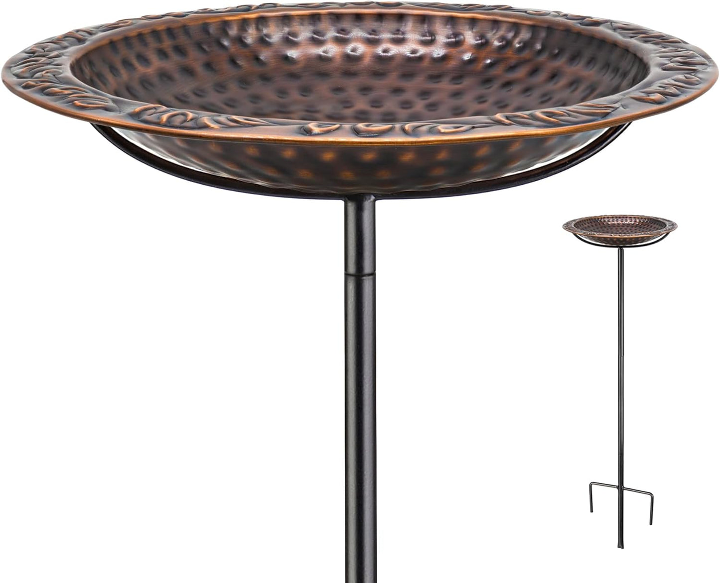 Good Directions Fired Copper Bird Bath on Garden Pole 13"