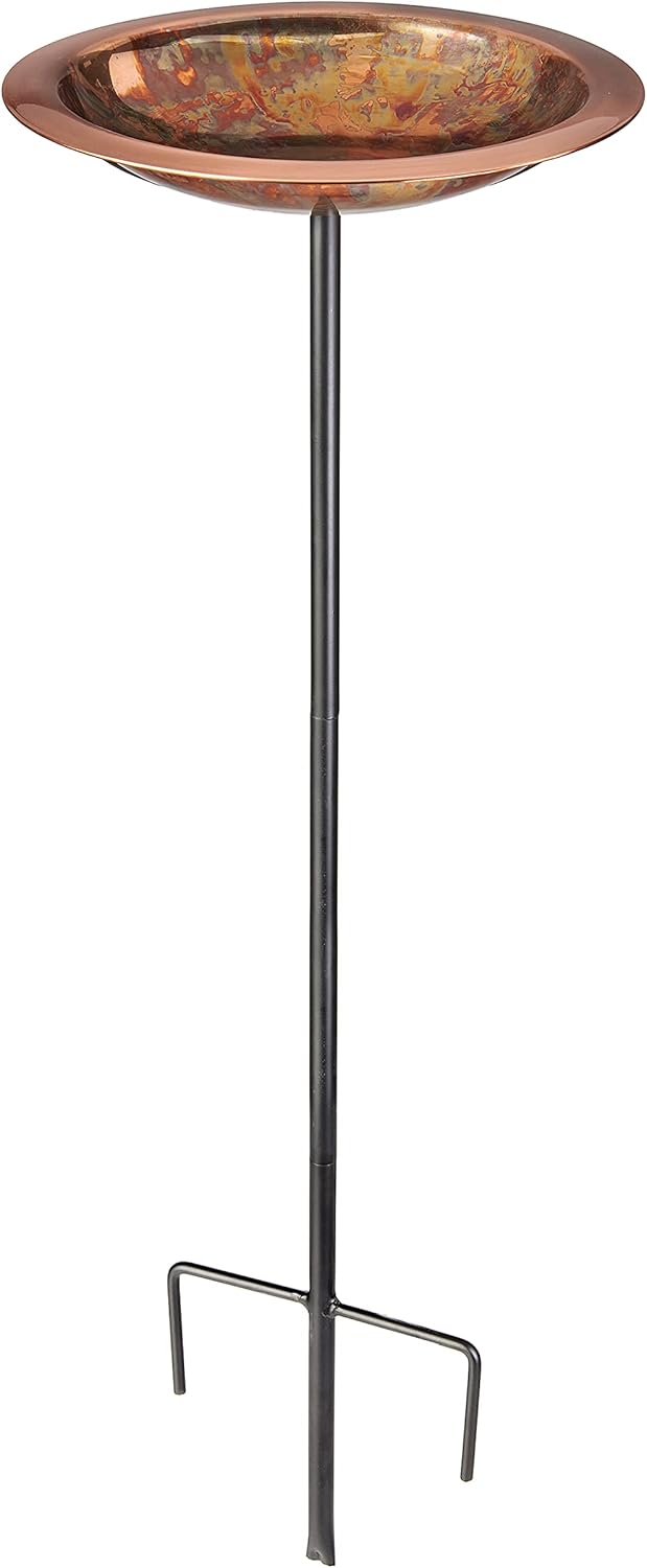 Good Directions Fired Copper Bird Bath on Garden Pole 13"