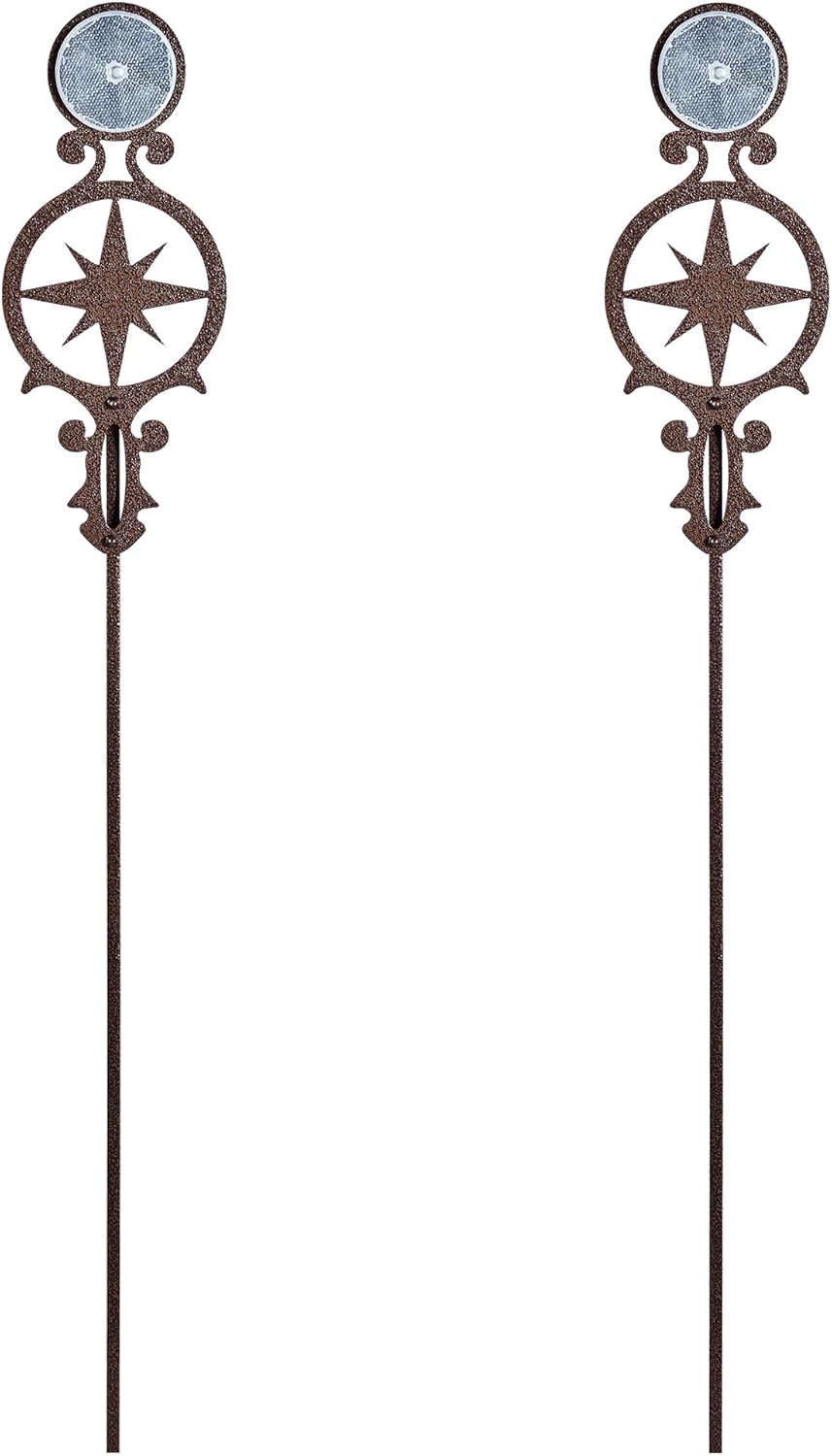 Touch of Class Pathways Reflective Driveway Marker Stake Set of Two for Outdoor Use | Compass Star Emblem Design | Personalized Tall Reflector Set of 2 | Black Durable Finish