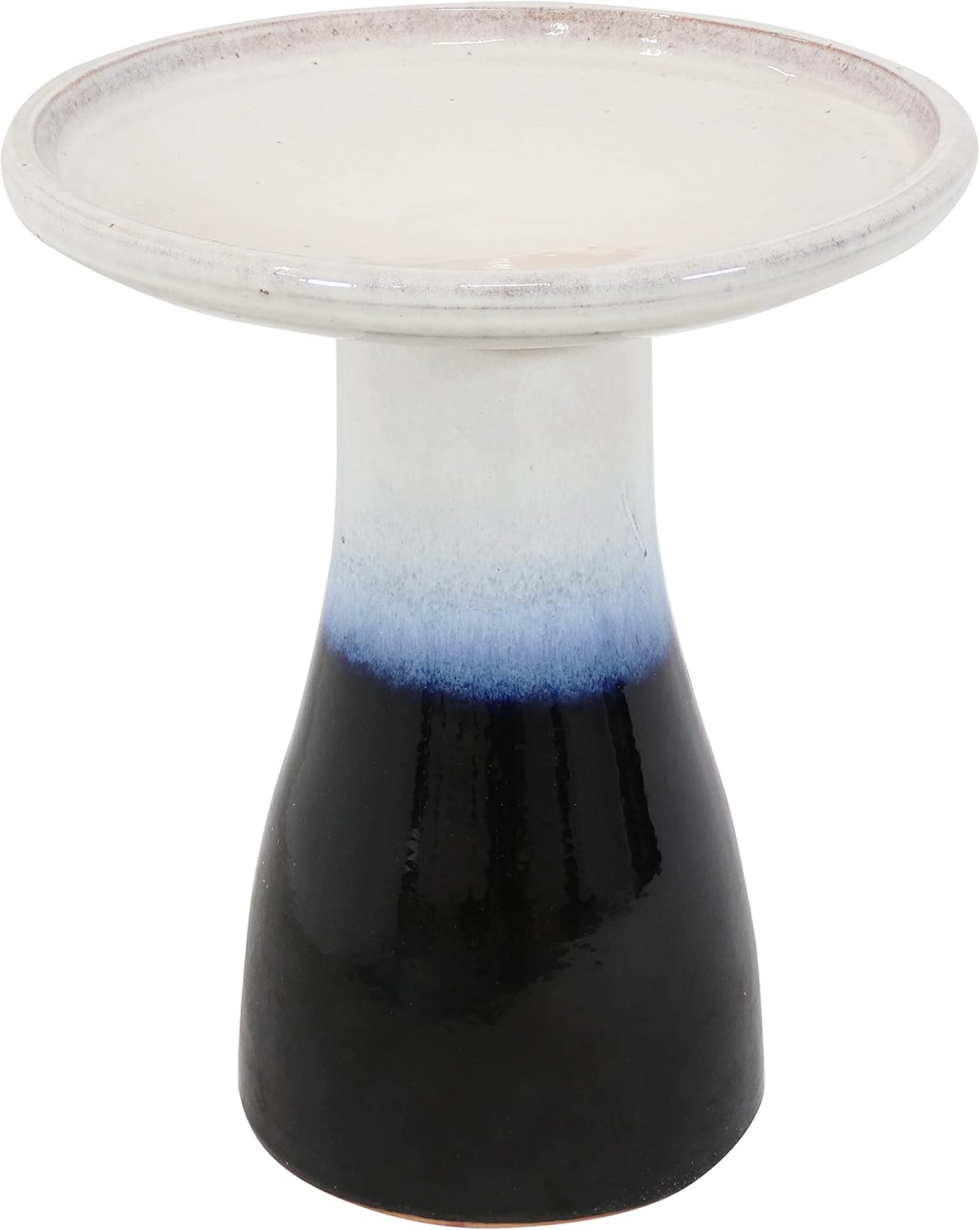 Sunnydaze 21" H Ceramic Bird Bath for Outside - Hand-Painted Outdoor Bird Bath Bowl, UV/Frost-Resistant Finish - Galaxy Blue - Classic Pedestal