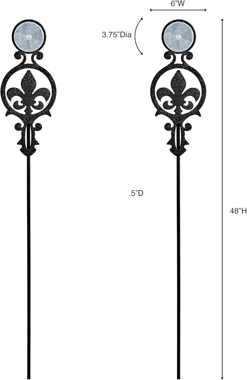 Touch of Class Pathways Reflective Driveway Marker Stake Set of Two for Outdoor Use | Fleur-de-Lis Emblem Design | Personalized Tall Reflector Set of 2 | Black Durable Finish