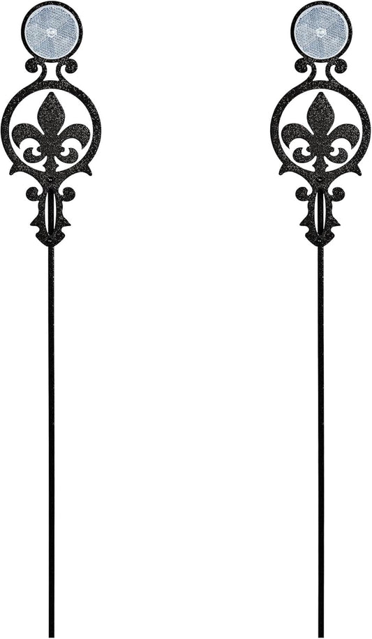 Touch of Class Pathways Reflective Driveway Marker Stake Set of Two for Outdoor Use | Fleur-de-Lis Emblem Design | Personalized Tall Reflector Set of 2 | Black Durable Finish