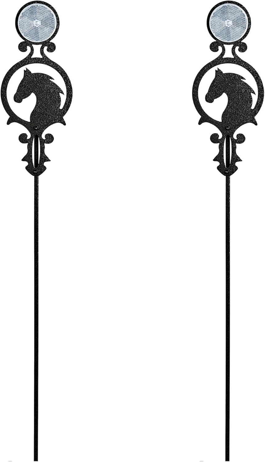 Touch of Class Pathways Reflective Driveway Marker Stake Set of Two for Outdoor Use | Compass Star Emblem Design | Personalized Tall Reflector Set of 2 | Black Durable Finish