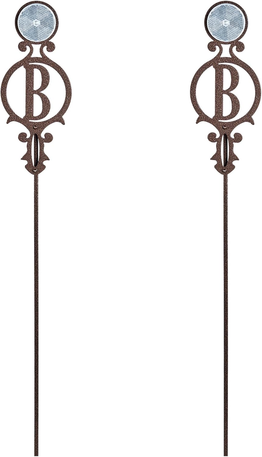 Touch of Class Pathways Reflective Driveway Marker Stake Set of Two for Outdoor Use | Compass Star Emblem Design | Personalized Tall Reflector Set of 2 | Black Durable Finish