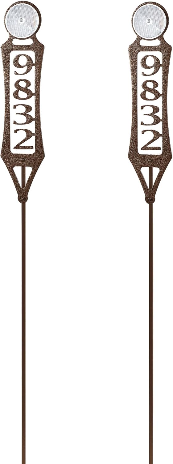 Touch of Class Pathways Reflective Driveway Marker Stake Set of Two for Outdoor Use | Compass Star Emblem Design | Personalized Tall Reflector Set of 2 | Black Durable Finish