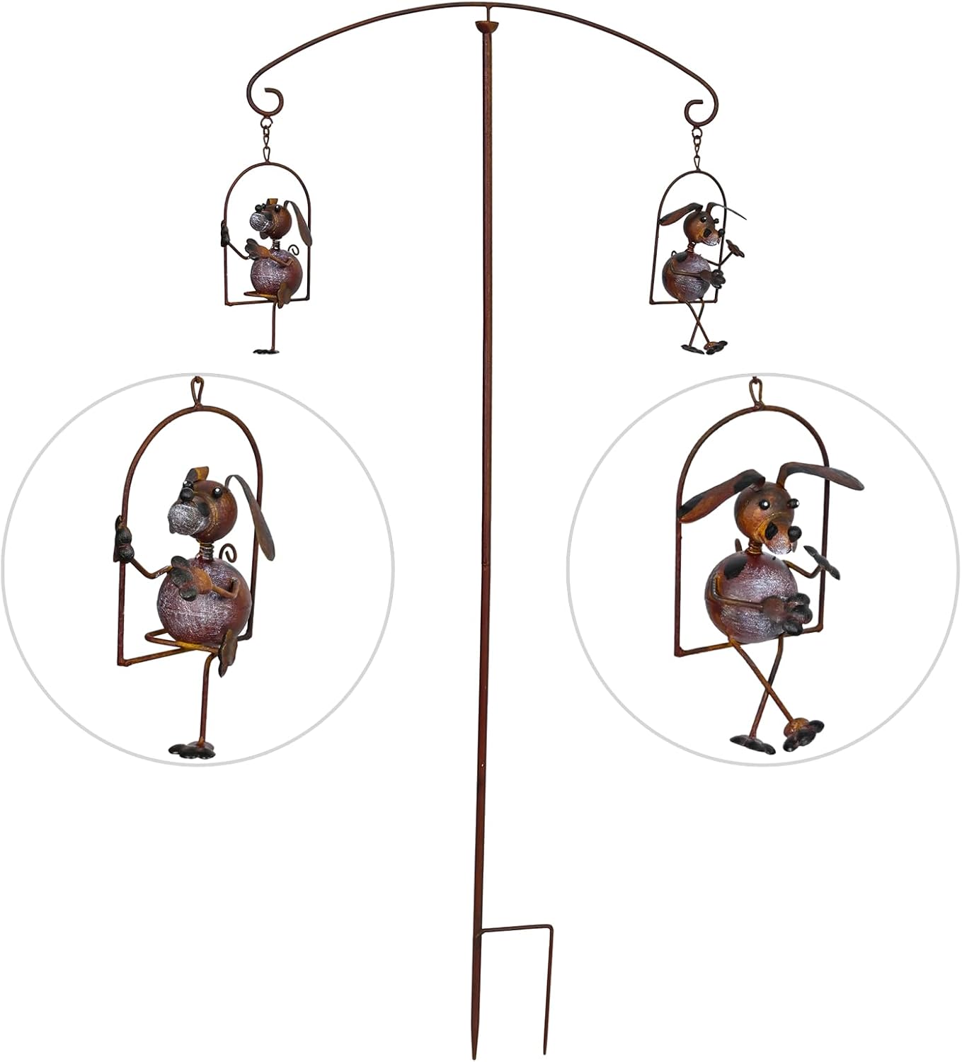 Metal Yard Balancer Garden Decorative Stakes 67", Rusty Treatment Iron Balancing Sculpture, Girl Flying Kite Balanced Stake, Present to Mother Sister Daughter as Park Lawn Patio Decor Art