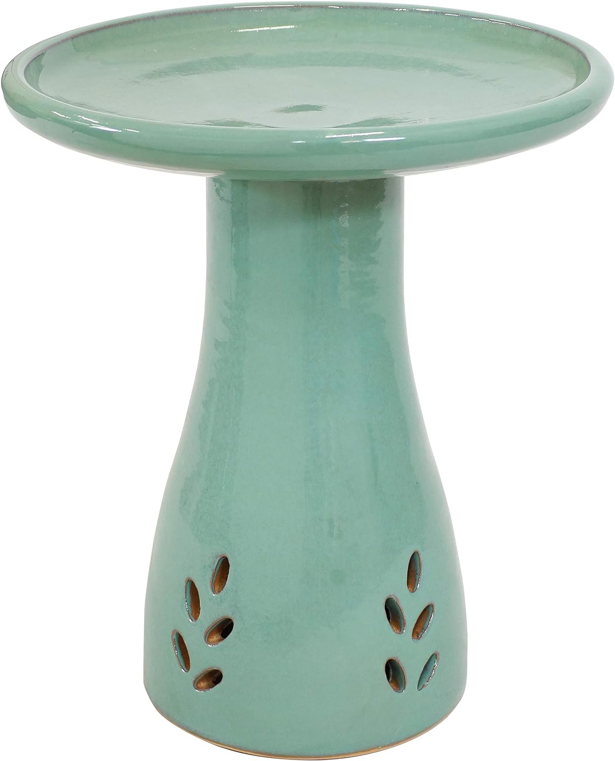 Sunnydaze 21" H Ceramic Bird Bath for Outside - Hand-Painted Outdoor Bird Bath Bowl, UV/Frost-Resistant Finish - Galaxy Blue - Classic Pedestal