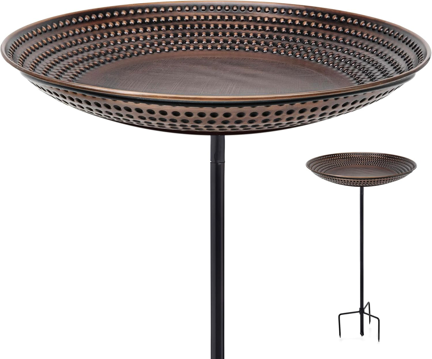 Good Directions BBG18 Copper Bird Bath, Includes Garden Pole, 18” Diameter Basin, Polished Copper