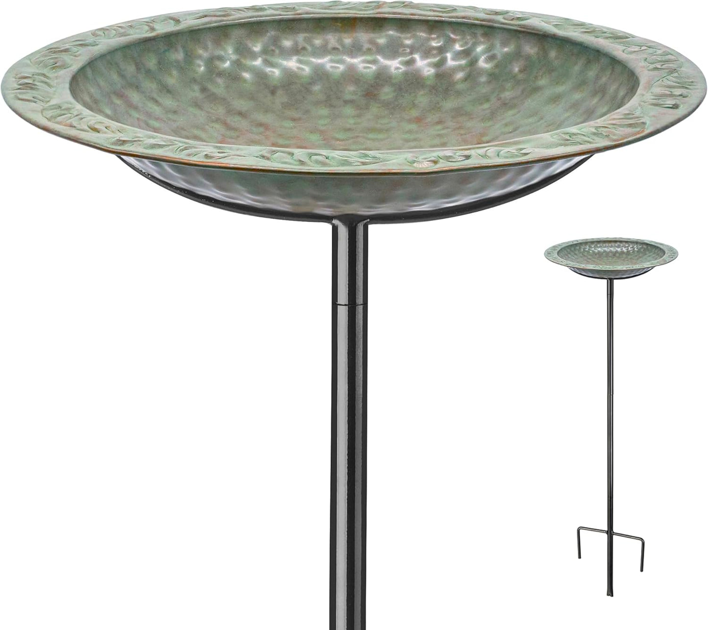 Good Directions Fired Copper Bird Bath on Garden Pole 13"