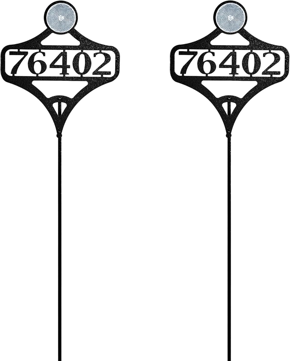 Touch of Class Pathways Reflective Driveway Marker Stake Set of Two for Outdoor Use | Compass Star Emblem Design | Personalized Tall Reflector Set of 2 | Black Durable Finish