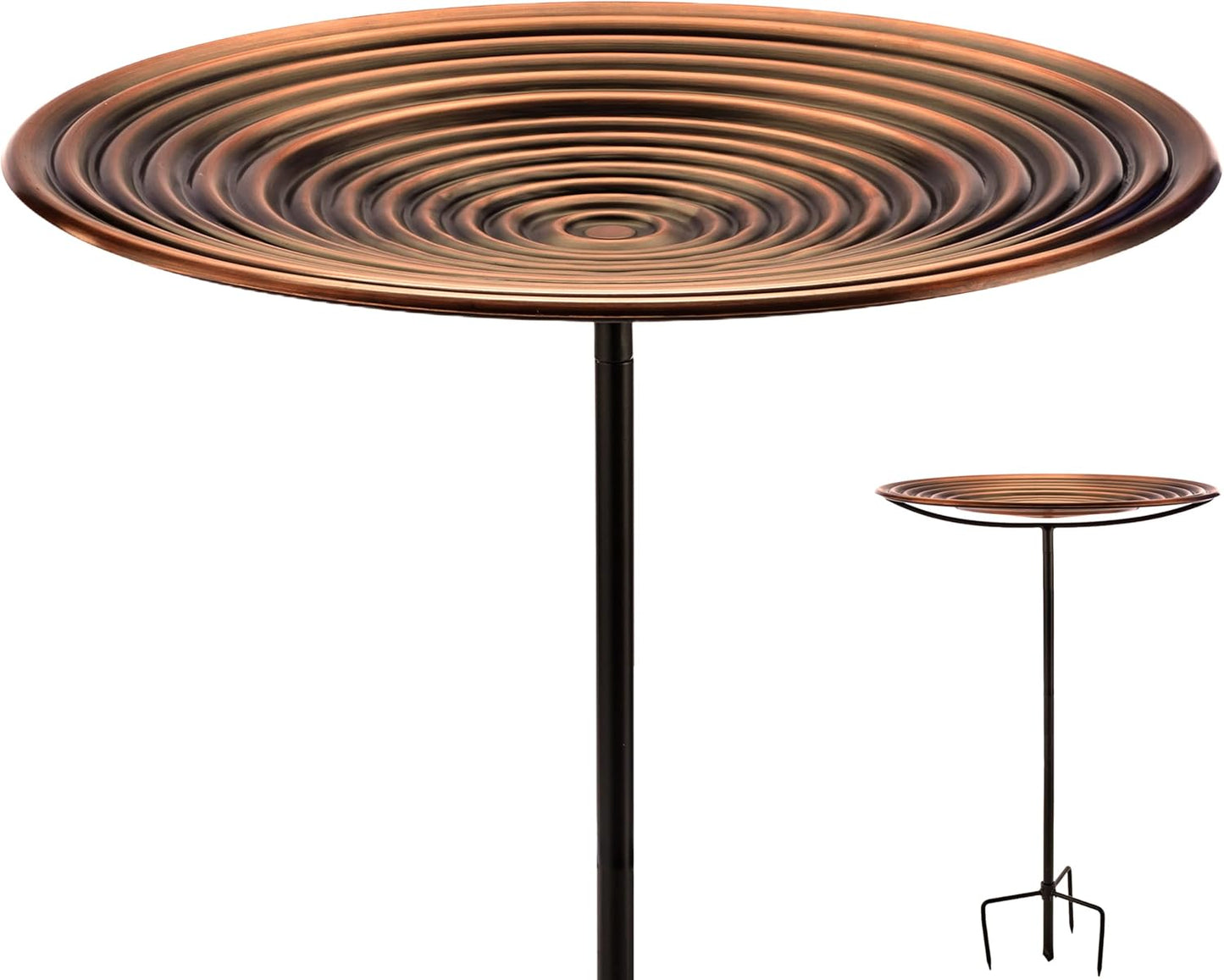 Good Directions BBG18 Copper Bird Bath, Includes Garden Pole, 18” Diameter Basin, Polished Copper