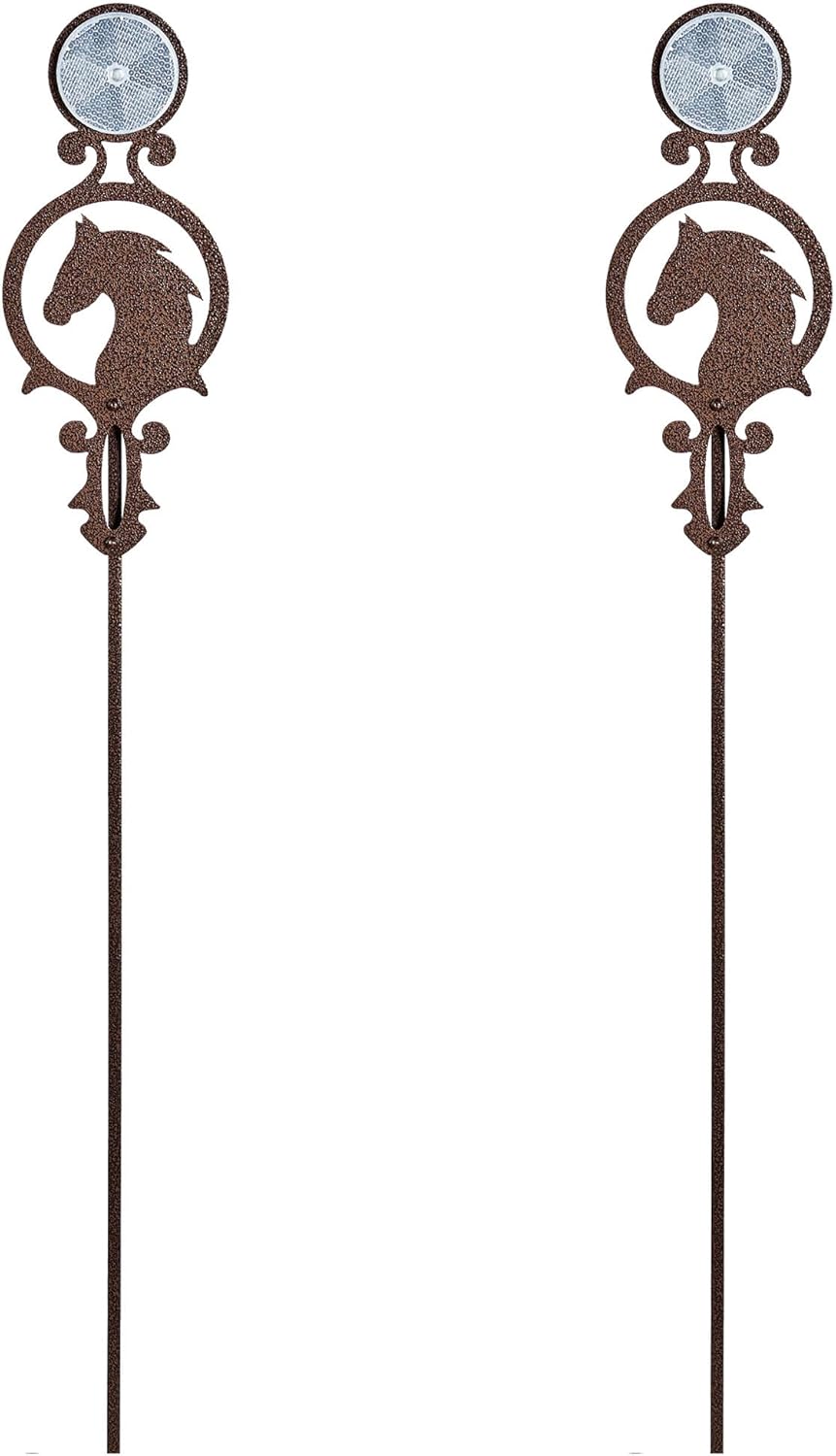 Touch of Class Pathways Reflective Driveway Marker Stake Set of Two for Outdoor Use | Compass Star Emblem Design | Personalized Tall Reflector Set of 2 | Black Durable Finish
