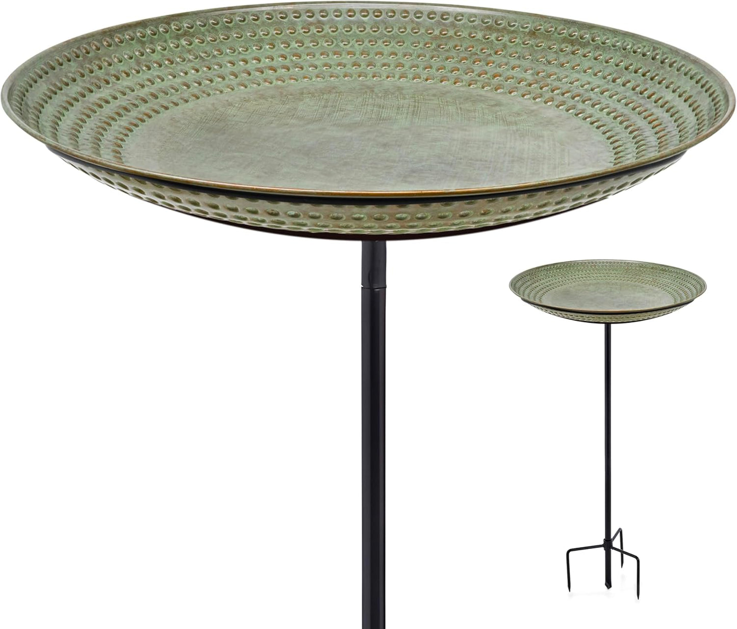 Good Directions BBG18 Copper Bird Bath, Includes Garden Pole, 18” Diameter Basin, Polished Copper