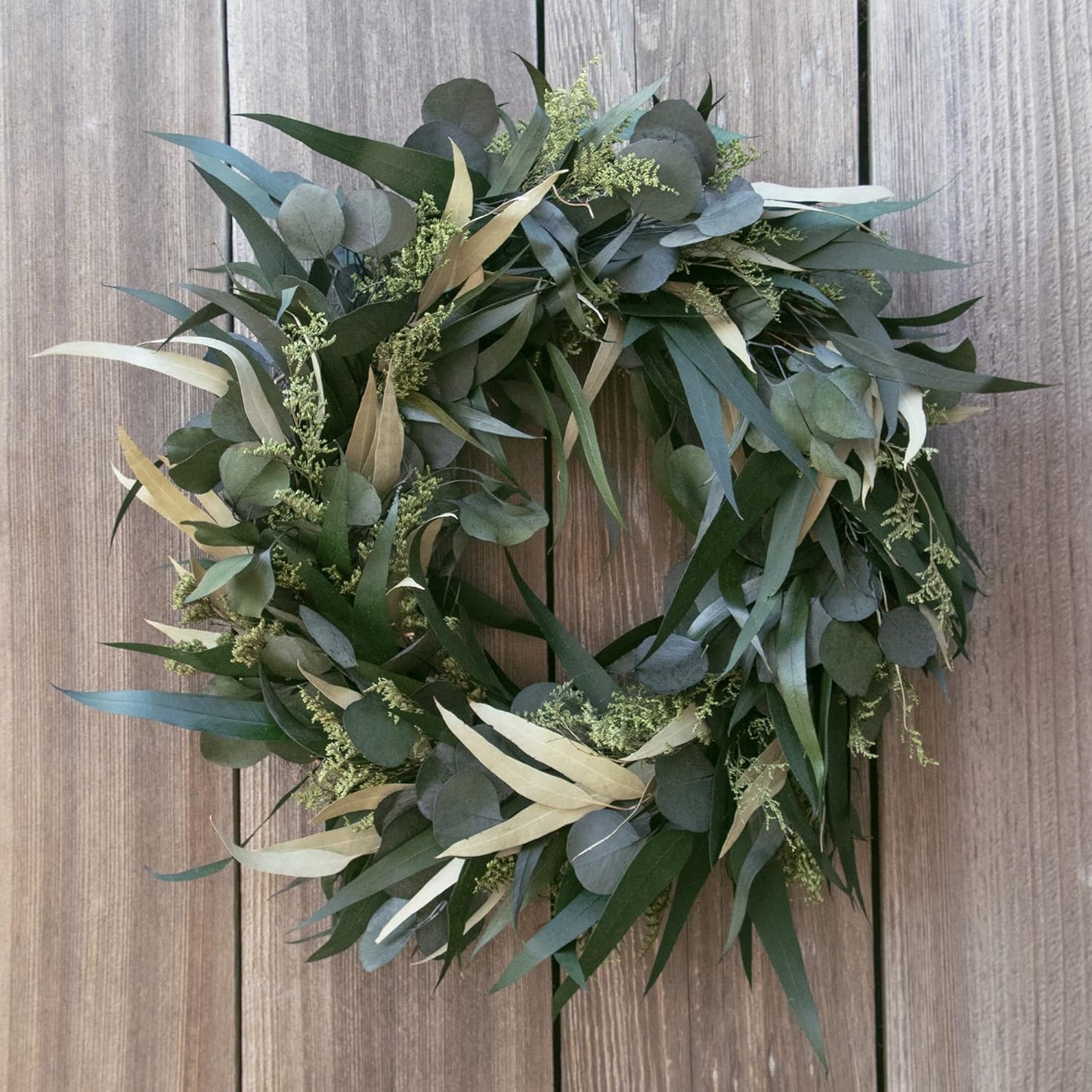 ANDALUCA 20" Preserved Willow and Silver Dollar Eucalyptus Wreath (Willow Silver Dollar)