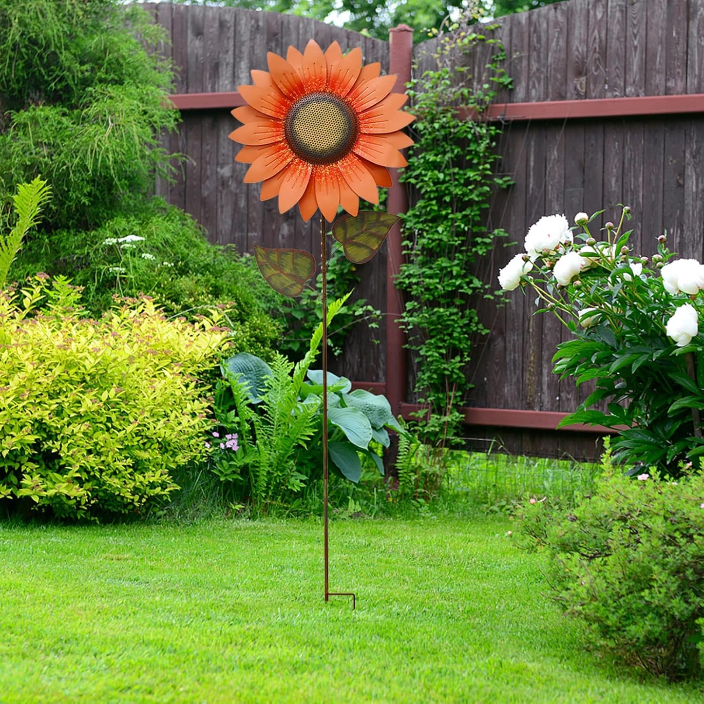 Flower Garden Stakes Metal Spring Yard Sign Decorative Sunflower Plant Stake Lawn Art Patio Decor Pathway Ornaments Indoor Outdoor Decoration (84.5" H)