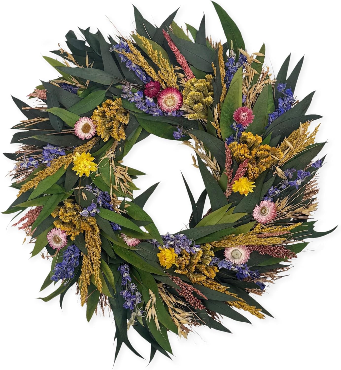 ANDALUCA 20" Preserved Willow and Silver Dollar Eucalyptus Wreath (Willow Silver Dollar)