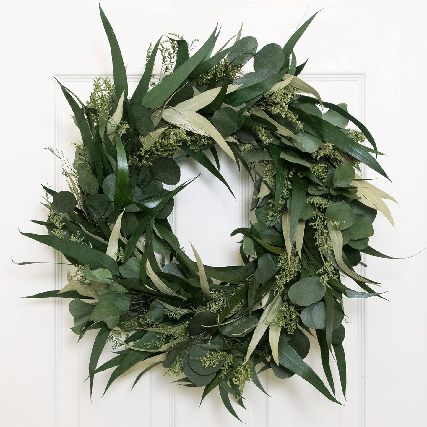 ANDALUCA 20" Preserved Willow and Silver Dollar Eucalyptus Wreath (Willow Silver Dollar)
