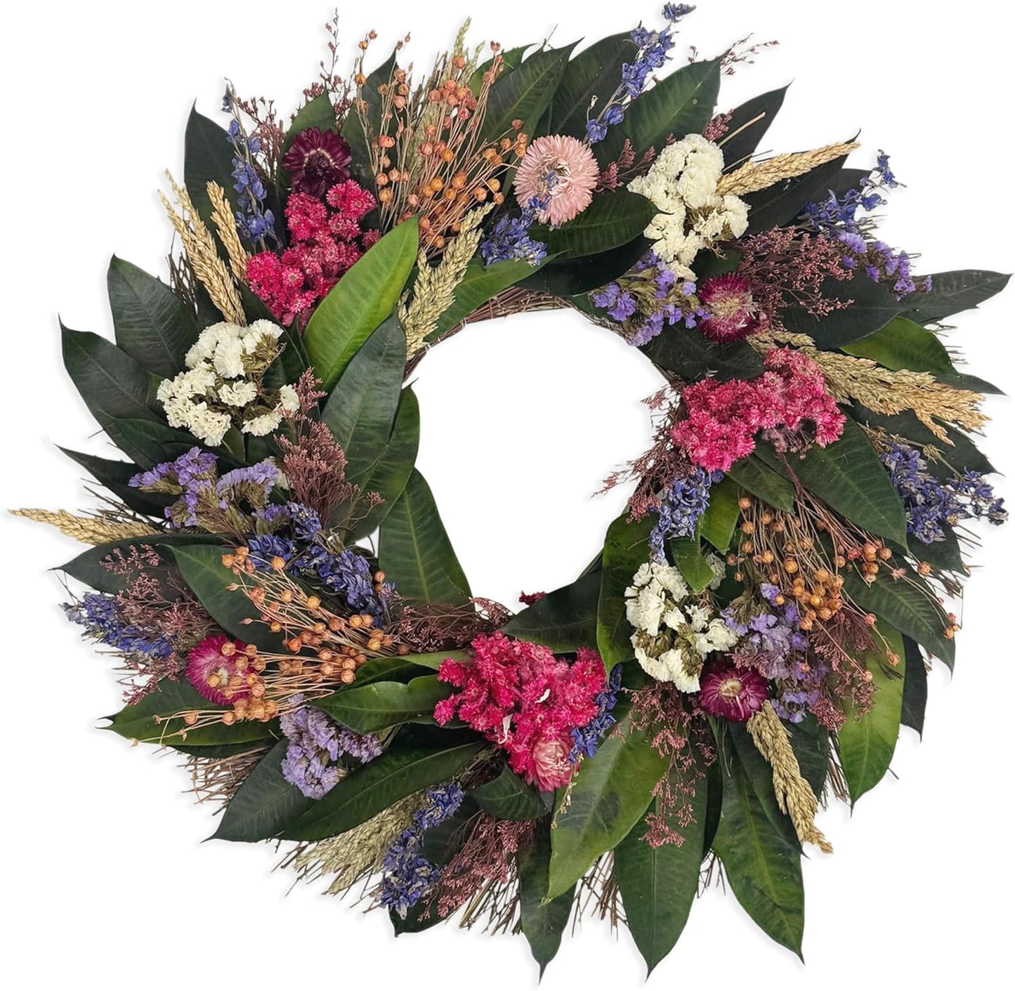ANDALUCA 20" Preserved Willow and Silver Dollar Eucalyptus Wreath (Willow Silver Dollar)