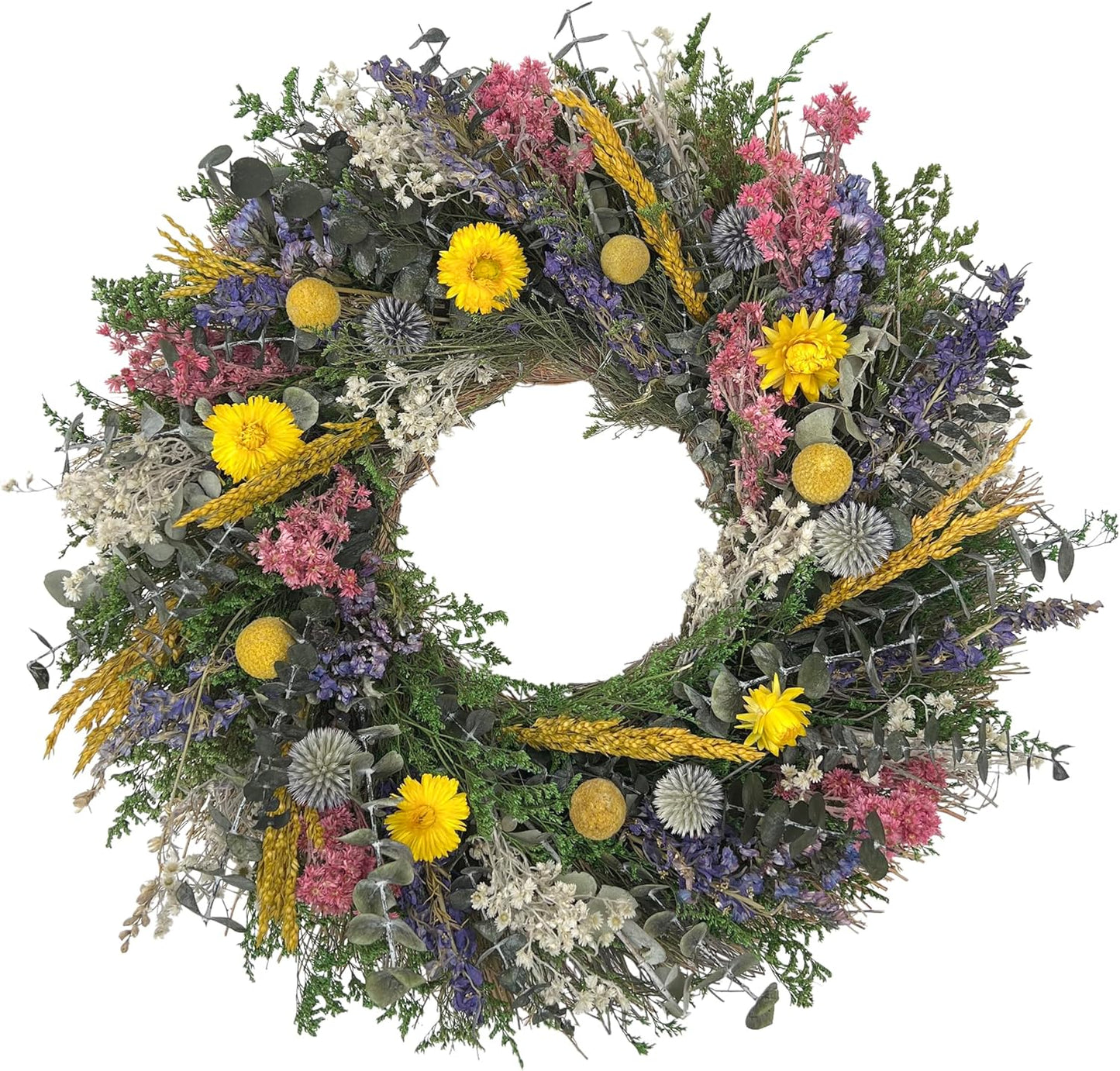 ANDALUCA 20" Preserved Willow and Silver Dollar Eucalyptus Wreath (Willow Silver Dollar)