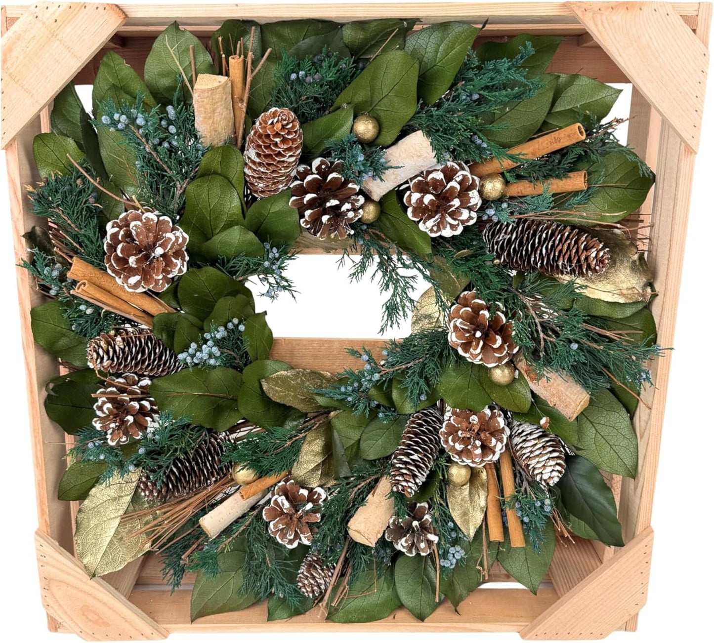 ANDALUCA 20" Preserved Willow and Silver Dollar Eucalyptus Wreath (Willow Silver Dollar)