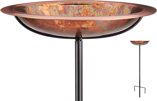 Good Directions Fired Copper Bird Bath on Garden Pole 13"